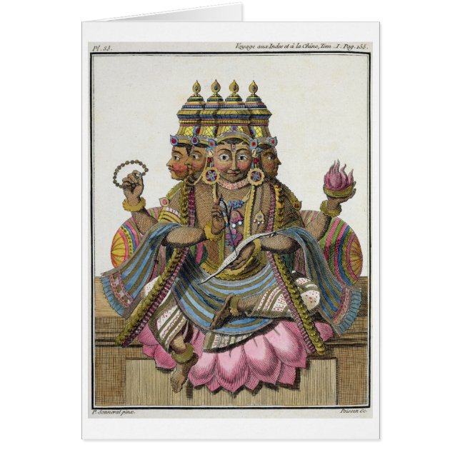 Brahma hinduisk gud av skapelsen, från 'den hälsningskort (Framsidan)