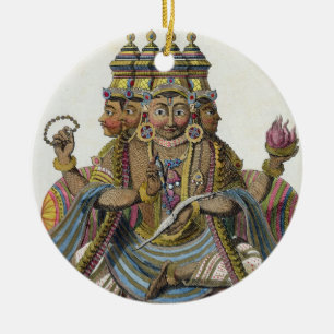 Brahma hinduisk gud av skapelsen, från 'den julgransprydnad keramik