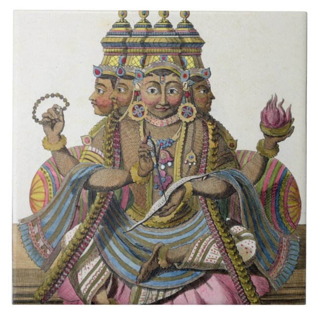 Brahma hinduisk gud av skapelsen, från 'den kakelplatta (Framsidan)