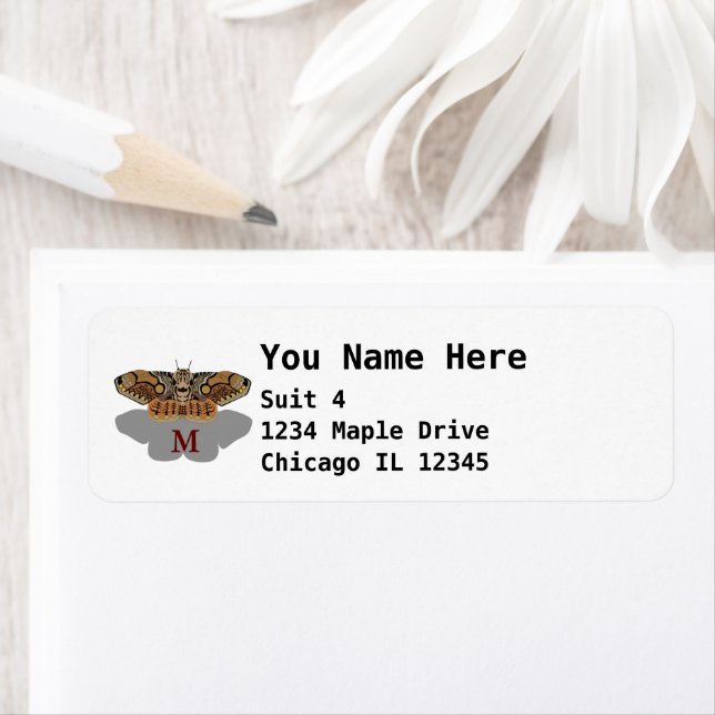 Brahmin Moth Monogram Returadress Etikett (Insitu)