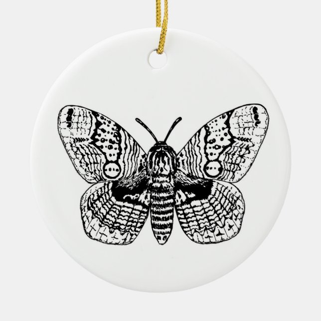 Brahmin moth teckning julgransprydnad keramik (Framsidan)
