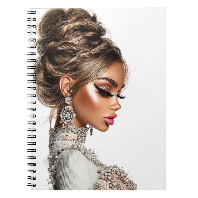  Braided Elegance Glam Girl Spiral Photo Notebook Anteckningsbok (Framsidan)
