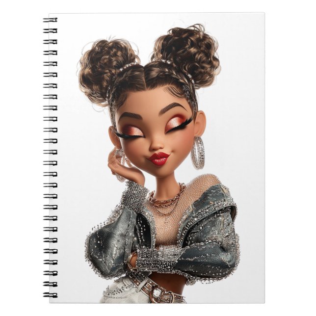 Braided Glam Girl Spiral Photo Notebook Anteckningsbok (Framsidan)