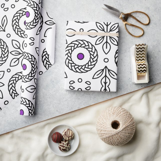 Braided Mandala och Löv Motif Wrapping Papper Presentpapper (Hantverk)