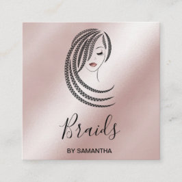 Braids Braided Hair Afro American Woman Business Fyrkantigt Visitkort