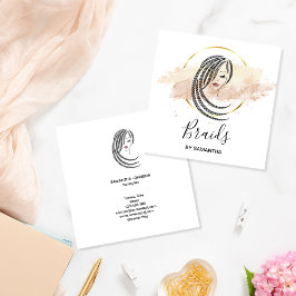 Braids Braided Hair Afro American Woman Business Fyrkantigt Visitkort