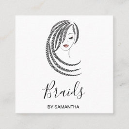 Braids Braided Hair Afro American Woman Business Fyrkantigt Visitkort
