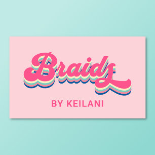 Braids Braiding Braider Groovy Retro Colorful Visitkort