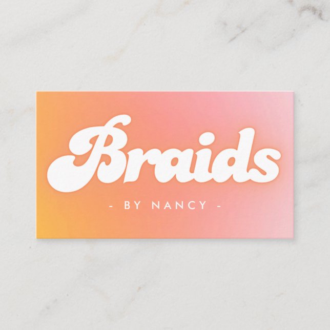 Braids Groovy Retro Peach Visitkort (Framsida)
