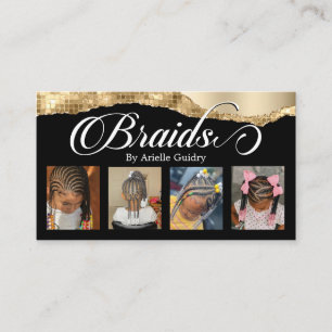 Braids Hair Braiding Stylist Salon Guld Glam Photo Visitkort