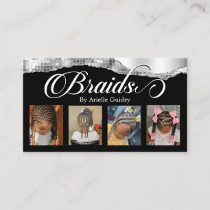 Braids Hair Braiding Stylist Salon Silver Photo Visitkort