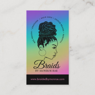 Braids Hair Stylist Braider Beautician Salon Busin Visitkort