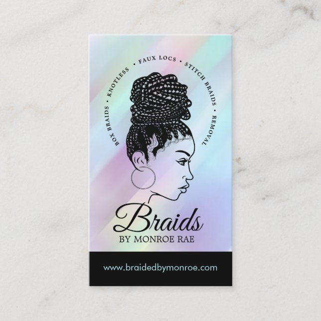 Braids Hair Stylist Braider Beautician Salon Visitkort (Framsida)