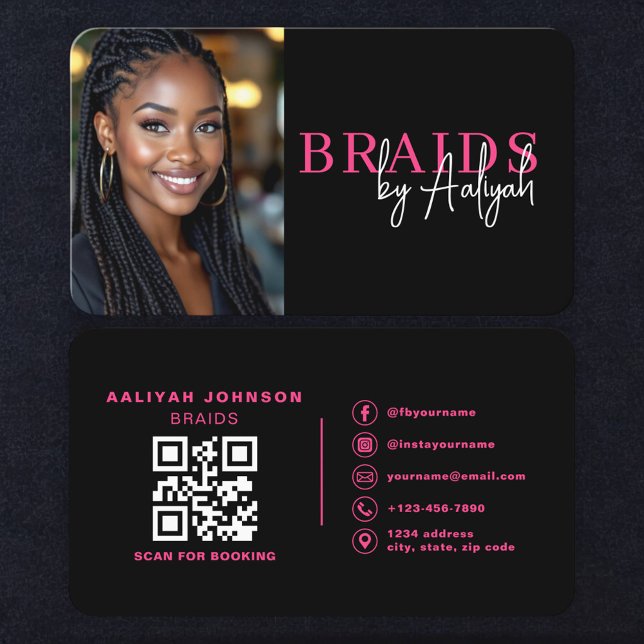Braids Hair Stylist Photo QR Code Visitkort (Skapare uppladdad)