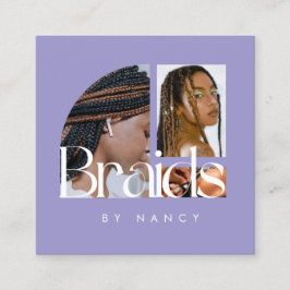 Braids Photo Collage Lilac Fyrkantigt Visitkort