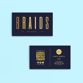 Braids QR-kod och Logotyp marin och Guld Visitkort