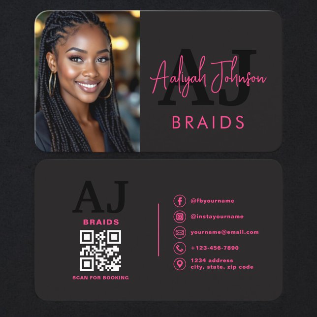 Braids Stylist Branding Photo QR Code Visitkort (Skapare uppladdad)