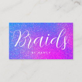 Braids Typography Lila Holography Glitter Visitkort