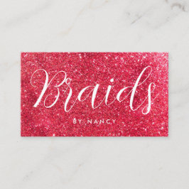 Braids Typography Red Guld Glitter Visitkort