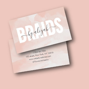 Braids Typography Watercolor  Rosa Visitkort