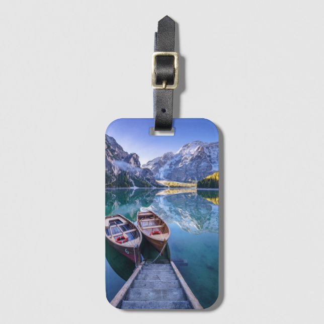 Braies alperna för Dolomite för sjö |, italien Bagagebricka (Framsida vertikal)