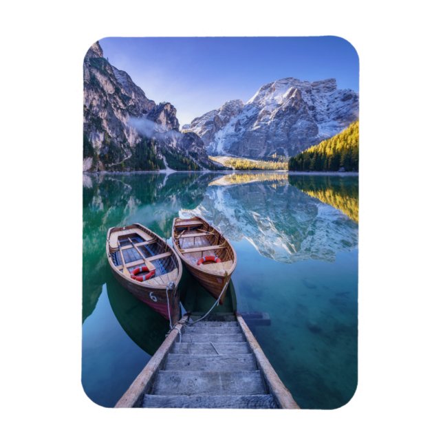 Braies Sjö | DolomitAlpernor, Italien Magnet (Vertikal)