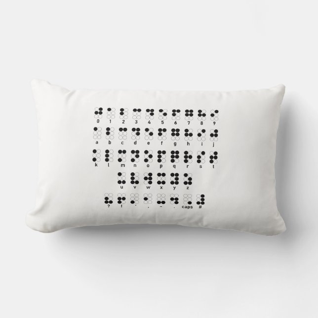 Braille alphabet blind brev symbol lumbarkudde (Framsida)