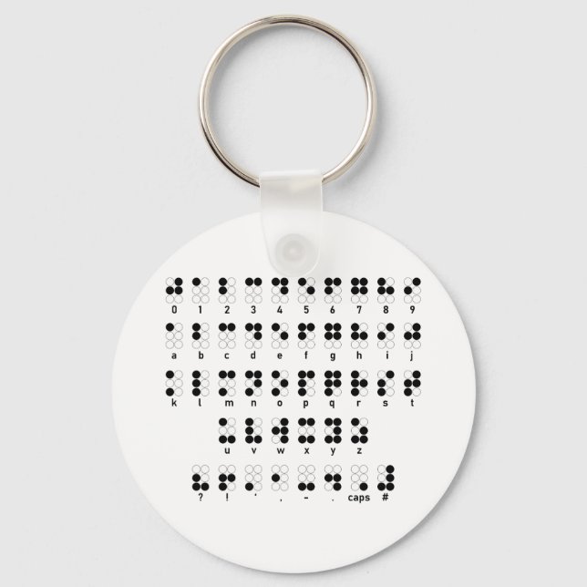 Braille alphabet blind brev symbol nyckelring (Framsida)