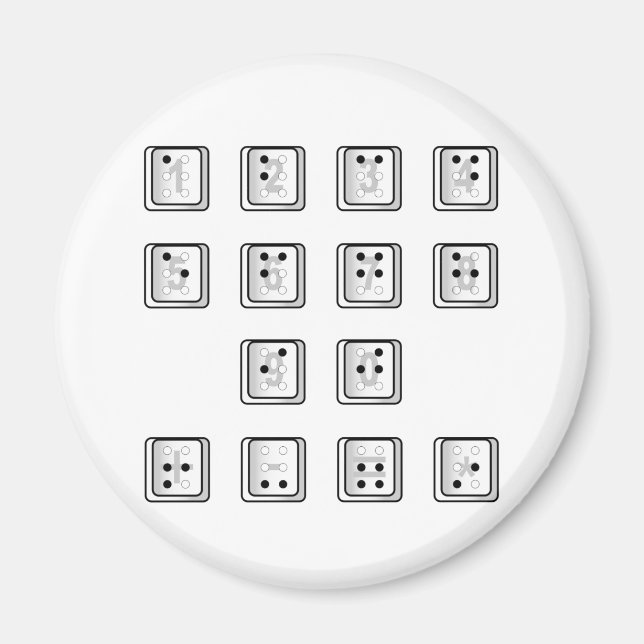 Braille Computer Nyckel-nummer Magnet (Framsidan)