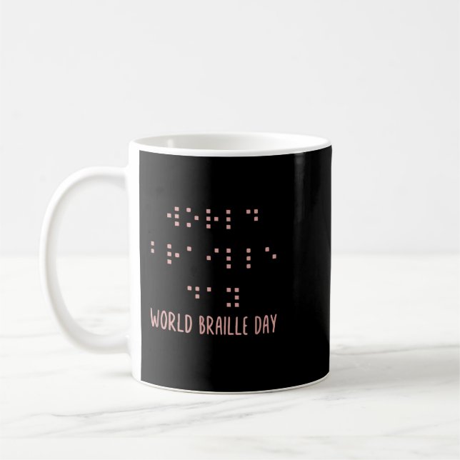 Braille Shirt, World Braille Day, Braille Awarenes Kaffemugg (Vänster)