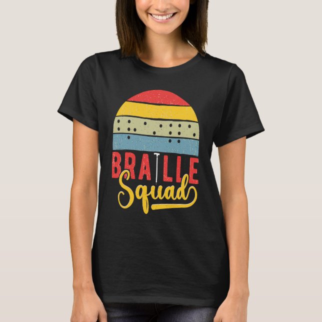 Braille Squad Retro Sunset Blindness T Shirt (Framsida)