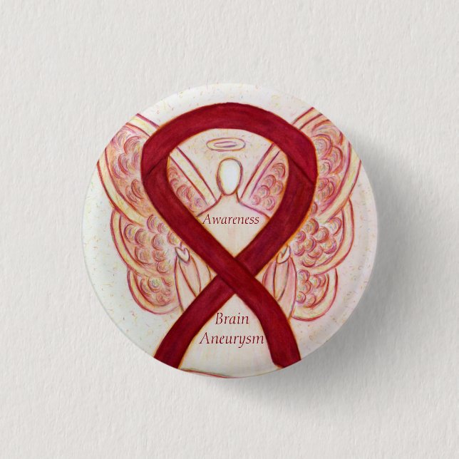 Brain Aneurysm Awareness Angel Ribbon Art Pin Knapp (Framsida)