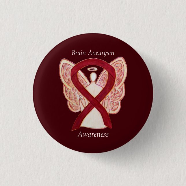 Brain Aneurysm Awareness Angel Ribbon Art Pin Knapp (Framsida)