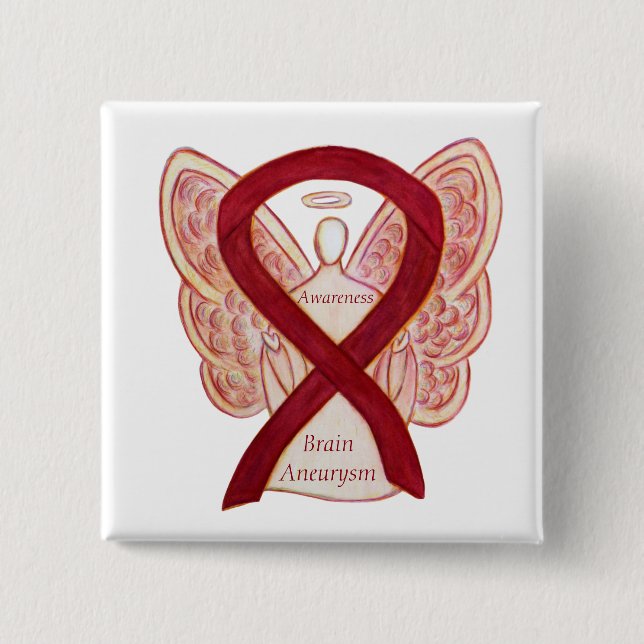Brain Aneurysm Awareness Angel Ribbon Art Pin Knapp (Framsida)