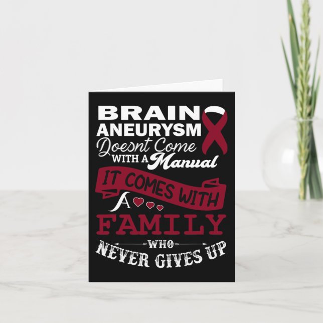 Brain Aneurysm Awareness Burgundy Ribbon Family Su Kort (Framsida)