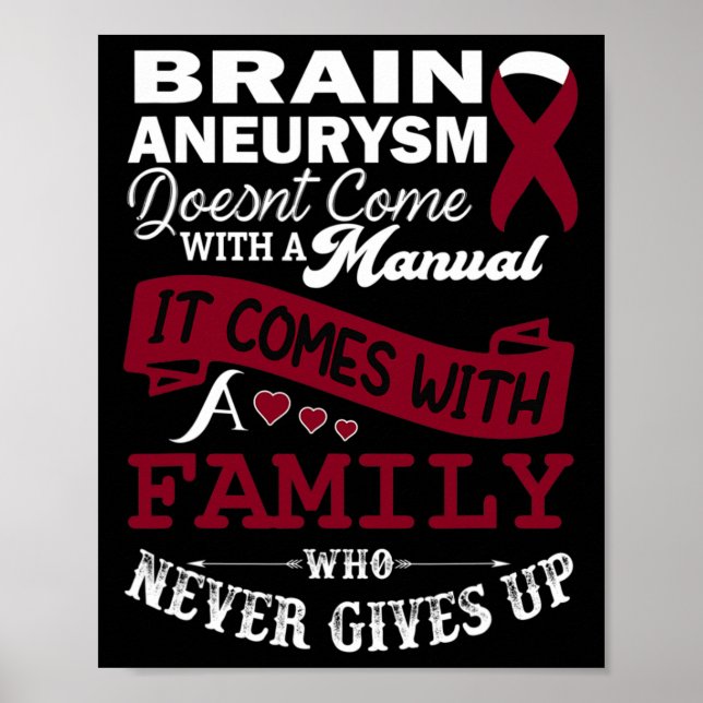 Brain Aneurysm Awareness Burgundy Ribbon Family Su Poster (Framsidan)