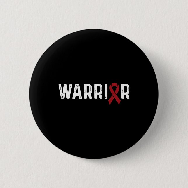 Brain Aneurysm Awareness Burgundy Ribbon Warrior Knapp (Framsida)