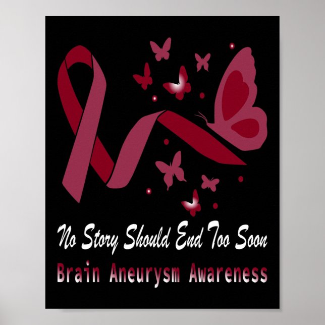 Brain Aneurysm Awareness Butterfly Burgundy Ribbon Poster (Framsidan)
