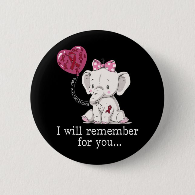 Brain Aneurysm Awareness Elephant Knapp (Framsida)