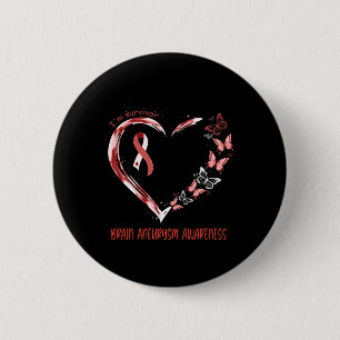 Brain Aneurysm Awareness Jag är Survivor Heart Rib Knapp