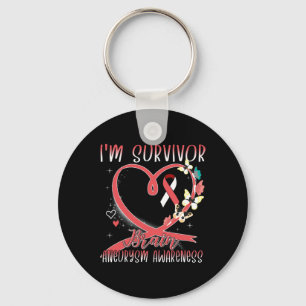 Brain Aneurysm Awareness Jag är Survivor Heart Rib Nyckelring