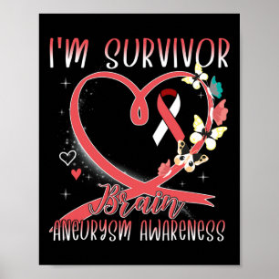 Brain Aneurysm Awareness Jag är Survivor Heart Rib Poster
