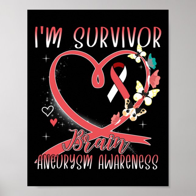 Brain Aneurysm Awareness Jag är Survivor Heart Rib Poster (Framsidan)