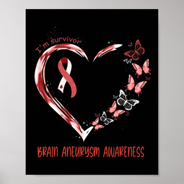 Brain Aneurysm Awareness Jag är Survivor Heart Rib Poster (Framsidan)