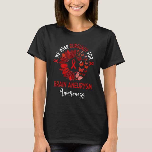 Brain Aneurysm Awareness Leopard Solros T Shirt (Framsida)