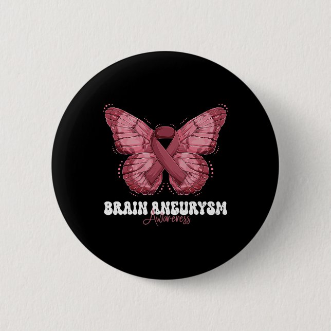 Brain Aneurysm Awareness Month Burgundy Ribbon Knapp (Framsida)