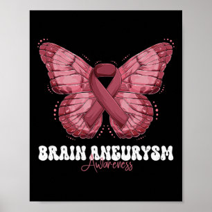 Brain Aneurysm Awareness Month Burgundy Ribbon Poster