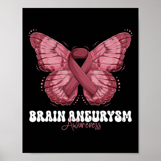 Brain Aneurysm Awareness Month Burgundy Ribbon Poster (Framsidan)