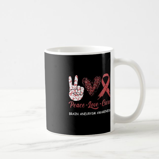 Brain Aneurysm Awareness Peace Kärlek Cure Leopard Kaffemugg (Höger)