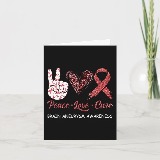 Brain Aneurysm Awareness Peace Kärlek Cure Leopard Kort (Framsida)